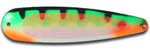 Warrior Lures 252 Psycho Perch Hot Glow trolling / fishing spoons.  Hot Glow Muskee, Salmon, Lake Trout, Steelhead trolling / fishing spoons.  Glow for 3 hours!